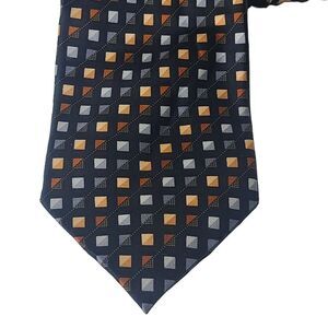 Covington Men's Necktie Tie Silk Black Orange Gray Silver Geometric 59" L
